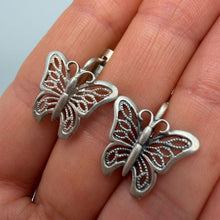 Load image into Gallery viewer, Elegant Vintage 925 Sterling Silver Butterfly Drop Earrings with Openwork Pattern
