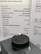 Load image into Gallery viewer, 14K White Gold Lab-Grown Diamond Ring 1.45ct Total, 1.05ct Pear D VVS IGI Size 6.5
