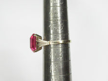 Load image into Gallery viewer, Handcrafted Vintage USSR 875 Silver Ring with Rectangular Faceted Pink Tourmaline and 18K Gilding
