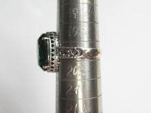 Load image into Gallery viewer, Vintage Russian 925 Sterling Silver Ring with Large Green Cubic Zirconia Size 10.75
