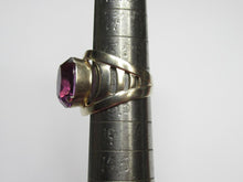 Load image into Gallery viewer, Vintage USSR 875 Silver Gilt Amethyst Cocktail Ring – Retro Modernist Openwork Design, Size 8.5
