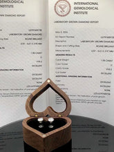 Load image into Gallery viewer, Handcrafted 14K White Gold Stud Earrings with 1.05ct D VVS2 Lab-Grown Diamonds
