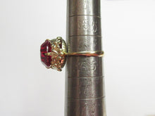 Load image into Gallery viewer, Handcrafted Vintage USSR 875 Silver Ring with Round Faceted Tourmaline and 18K Gilding

