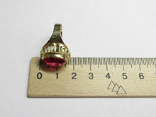 Load image into Gallery viewer, Elegant Vintage USSR 875 Sterling Silver Gilt Ruby Ring showing Hallmarks
