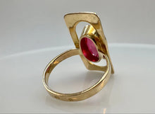 Load image into Gallery viewer, Vintage Soviet USSR 14K 583 Red Gold Synthetic Ruby Ring Size 7.25
