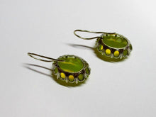 Load image into Gallery viewer, Vintage Russian Soviet earrings in sterling silver 875 with Alpanite, women's jewelry featuring intricate design details.
