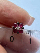 Load image into Gallery viewer, Vintage 14K Red Gold Floral Ruby Diamond Stud Earrings for Women

