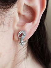 Load image into Gallery viewer, Pair of 18K 750 White Gold Diamond Hand Earrings for Women

