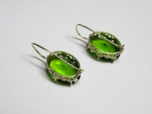 Load image into Gallery viewer, Vintage Russian Soviet silver earrings with Alpanite details, crafted in sterling silver for women's jewelry.
