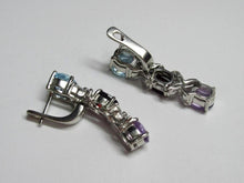 Load image into Gallery viewer, Sterling silver Russian earrings with amethyst stones, women's jewelry featuring intricate design and vibrant purple gemstones.
