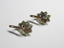 Load image into Gallery viewer, Vintage Russian Soviet sterling silver earrings with sapphire accents, women's jewelry featuring intricate design details
