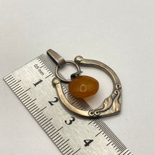 Load image into Gallery viewer, Vintage USSR 875 silver Baltic amber Art Nouveau pendant featuring a detailed design and natural amber stone, crafted by Fezba Market.
