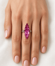 Load image into Gallery viewer, Vintage Soviet 875 Silver Amethyst Ring – Gilt Marquise Statement Ring Size 8.5 US
