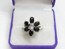 Load image into Gallery viewer, Vintage Russian 925 Silver CZ Flower Cluster Ring – Size 7.75 | Contemporary Design
