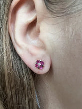 Load image into Gallery viewer, Handcrafted Vintage 14K Rose Gold Earrings with Natural Rubies and Diamonds
