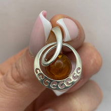 Load image into Gallery viewer, Detailed Swirl Design on Vintage 925 Sterling Silver Amber Pendant
