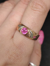 Load image into Gallery viewer, Handcrafted Vintage USSR Gold Ring with Central Ruby and Geometric Design
