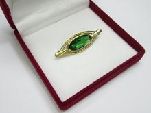 Load image into Gallery viewer, Vintage Soviet Russian 875 Silver Green Alpanite Brooch – 16.72g | Art Deco Retro
