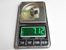 Load image into Gallery viewer, Vintage USSR 875 Silver Amethyst Signet Ring – Art Deco-Inspired Emerald Cut Halo, Size 7.75

