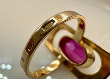 Load image into Gallery viewer, Vintage Soviet USSR 14K 583 Red Gold Synthetic Ruby Ring Size 7.25
