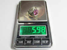 Load image into Gallery viewer, Vintage USSR 875 Silver Amethyst Statement Ring – Large Oval Pink Gemstone, Wide Filigree Band, Size 6.5
