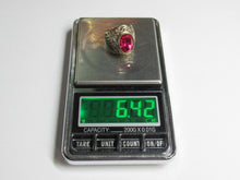 Load image into Gallery viewer, Vintage Soviet 875 Sterling Silver Filigree Oval Ruby Ring Ready to Wear
