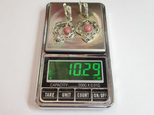 Load image into Gallery viewer, Vintage 925 Sterling Silver Rhodonite Ring and Earrings Set Ready to Wear

