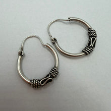 Load image into Gallery viewer, Vintage 925 Sterling Silver Bali Hoop Earrings Ready to Wear
