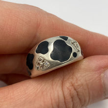Load image into Gallery viewer, Vintage 925 sterling silver enamel CZ statement ring, band size 8.5, featuring colorful decorative design on a silver ring band.
