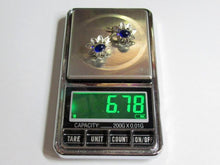 Load image into Gallery viewer, Vintage Russian Soviet sterling silver earrings with sapphire accents, women's jewelry featuring traditional design.
