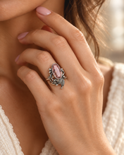 Load image into Gallery viewer, Vintage Soviet Amethyst Solitaire Ring – USSR 875 Silver, Swirl Design, Size 9

