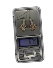 Load image into Gallery viewer, Vintage 925 sterling silver floral statement earrings for women, featuring intricate gilt detailing, from Fezba Market.
