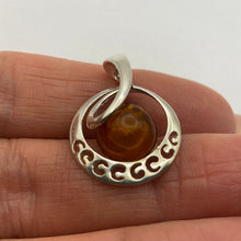 Load image into Gallery viewer, Elegant Vintage Baltic Amber Pendant with Modern Sterling Silver Design
