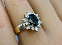 Load image into Gallery viewer, Vintage Soviet 14K 583 Red Gold 1ct Sapphire and Diamond Ring Ready to Wear
