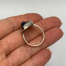 Load image into Gallery viewer, Vintage 875 silver aventurine statement ring with 14K gold accents, size 8.25, featuring a polished green gemstone.
