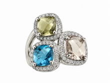 Load image into Gallery viewer, Vintage Russian 925 Silver Multi-Stone Halo Ring – Size 6.5 | Contemporary Design
