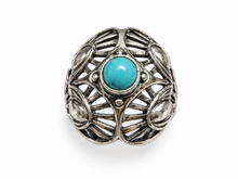 Load image into Gallery viewer, Vintage Russian Soviet 925 Silver Turquoise Ring – Size 7.25 | Retro Geometric Design
