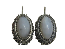 Load image into Gallery viewer, Collectible Soviet 925 sterling silver agate earrings with timeless oval design
