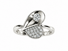 Load image into Gallery viewer, vintage 925 silver CZ heart ring, sterling silver contemporary heart ring size 9, 925 silver pavé CZ ring, silver heart cubic zirconia ring, contemporary sterling silver heart ring
