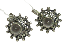 Load image into Gallery viewer, Vintage Russian Soviet 925 sterling silver obsidian filigree stud earrings
