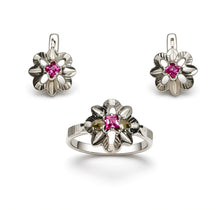 Load image into Gallery viewer, Vintage 875 Sterling Silver Ruby Earrings &amp; Ring Jewelry Set for Women
