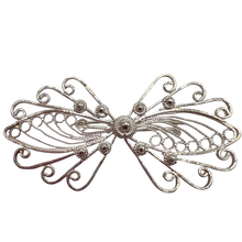 Load image into Gallery viewer, Vintage 960 Silver Filigree Butterfly Brooch with Handmade Wirework Design, Collectible Statement Pin
