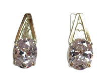 Load image into Gallery viewer, Vintage Russian 925 Sterling Silver and 375 Gold Earrings with Faceted Light Pink Stones
