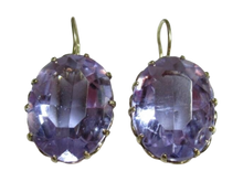 Load image into Gallery viewer, Vintage Russian Soviet 875 Sterling Silver Drop Earrings with Lavender Alpanite Stones
