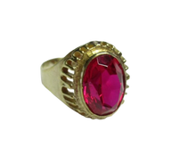Load image into Gallery viewer, Vintage Soviet 875 Sterling Silver Gilt Ring with Large Oval Faceted Ruby Size 7.25
