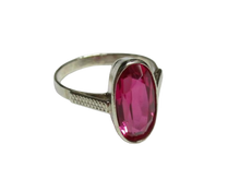 Load image into Gallery viewer, Vintage Soviet 875 Sterling Silver Large Elongated Oval Ruby Ring Size 8.5
