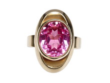 Load image into Gallery viewer, Vintage Soviet USSR 916 Silver Gilt Amethyst Ring Oval Design Size 7.75
