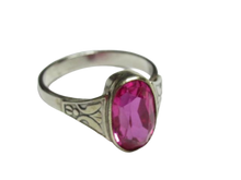 Load image into Gallery viewer, Vintage USSR 875 Sterling Silver Oval Ruby Ring Size 6.5
