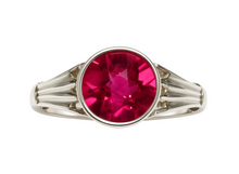 Load image into Gallery viewer, Vintage USSR Soviet 875 Silver Tourmaline Ring Bezel Fluted Shoulders Size 6.5
