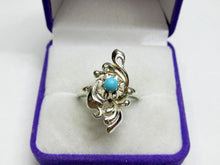 Load image into Gallery viewer, Vintage Russian Soviet Sterling Silver 925 Women's Ring with turquoise gemstone, size 7.25 US, featuring traditional design details.

